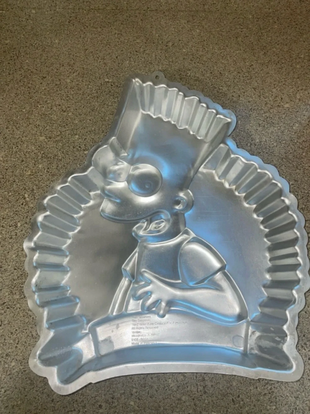 Vintage 1990s Silver Bart Simpson Character Cake Pan - Home Kitchen Bakeware